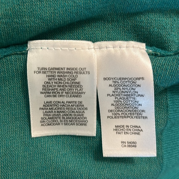 Jones New York Green Ruffled Cardigan Perfect for spring & summer! Medium M - Picture 6 of 6